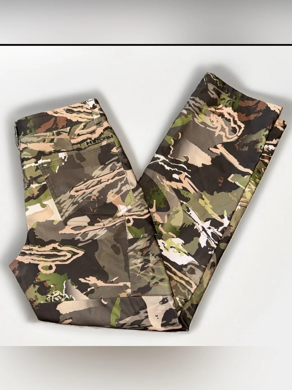Under Armour Storm Camo Pants Youth Boys Size 14 Cargo Hunting Outdoors Loose